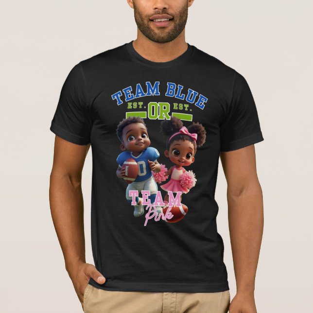 T-shirt Équipe masculine Blue Team Pink Genre Reveal T-shi (Devant)