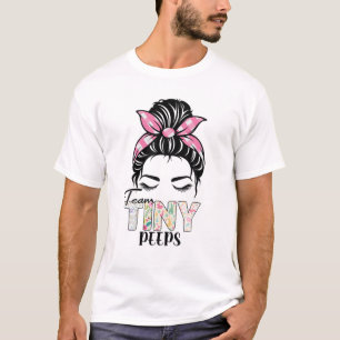 T-shirt Équipe Mince Messy Bun Cheveux Fille Femmes Joyeus