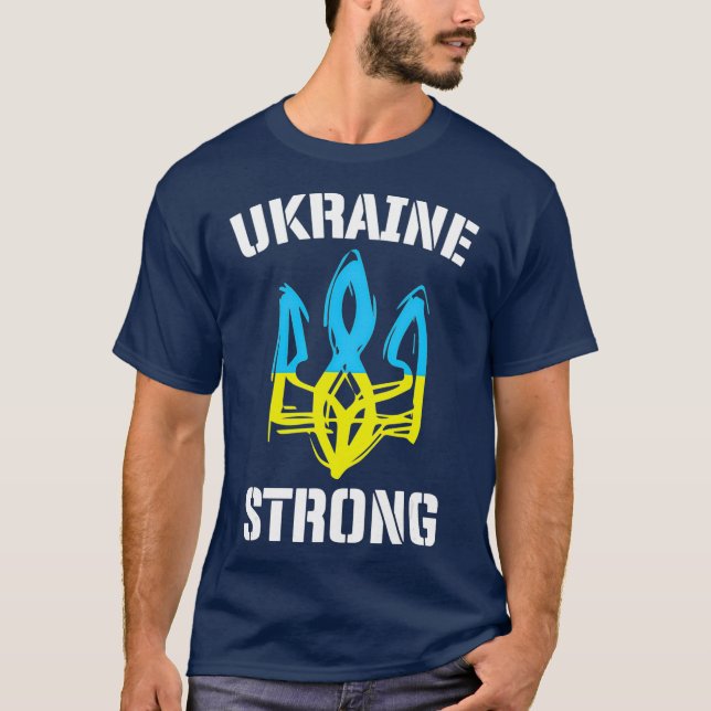 T-shirt Équipe Nationale Trident Ukrainienne Forte Ukraine (Devant)