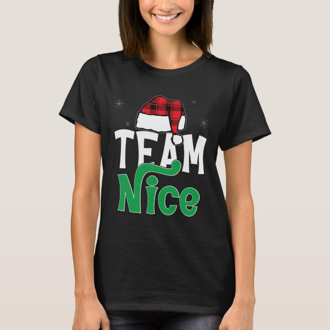 T-shirt Équipe Nice Naughty Plaid Xmas Pjs 2024 Drôle Coup (Devant)