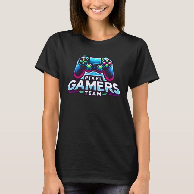 T-shirt Équipe Pixel Gamers - Jouer en gras, Jeu fort (Devant)