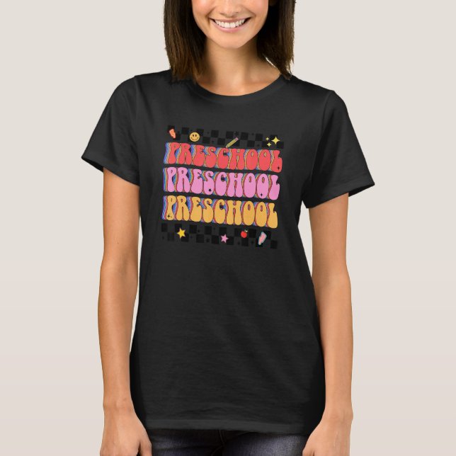 T-shirt Équipe préscolaire Super Rétro Pré K Enseignant Re (Devant)