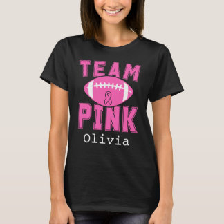 T-shirt Équipe Rose Cancer du Sein Football Nom Personnali