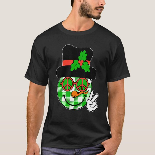 T-shirt Équipe super du visage de bonhomme de neige Père N (Devant)