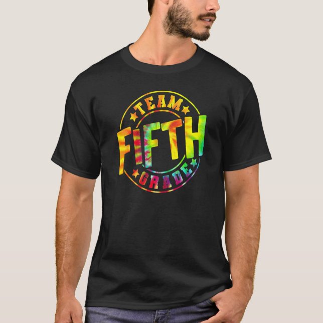 T-shirt Équipe Tie Dye Enseignant D'Escouade De 5e Année (Devant)