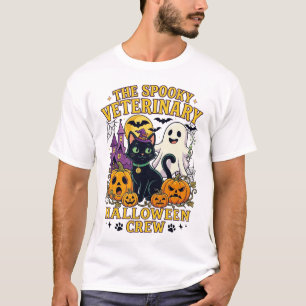 T-shirt Équipe vétérinaire effrayante Halloween Chat noir 