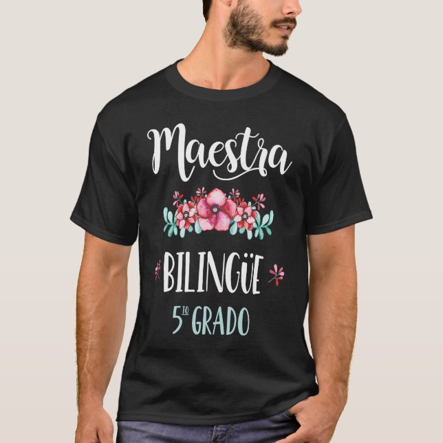 T-shirt Equipo Maestra 5 Grado Playera 5 Grade Spanish Tea (Devant)