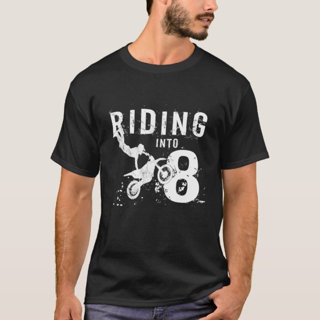 T-shirt Équitation À 8 Ans 8E Anniversaire Boy Dirt Vélo (Devant)