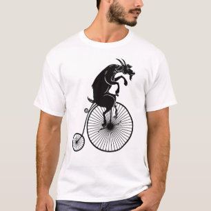 T-shirt Équitation de chèvre sur le vélo vintage de qua