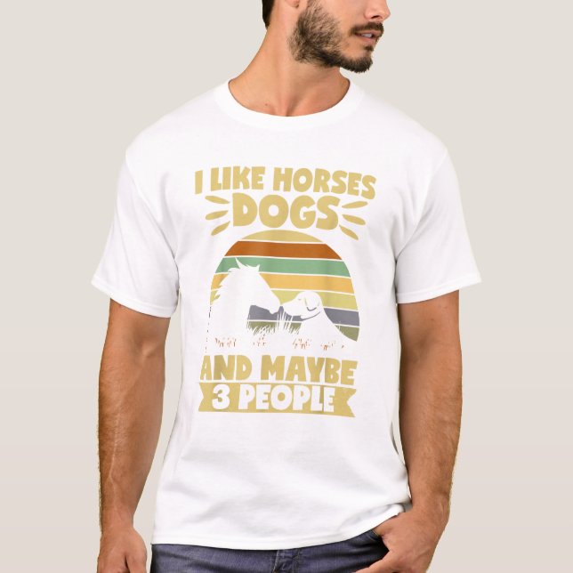 T-shirt Équitation J'Aime Cheval Chiens Et Peut-Être 1 P (Devant)
