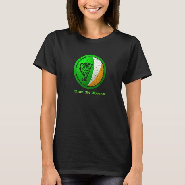T-shirt 'erin Go Bragh'  Irish Flag With Irish Harp (Devant)
