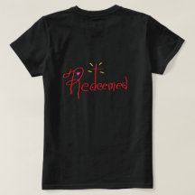 T-Shirt ‚Erlöst‘ Handgezeichneter Text Kreuz Herze
