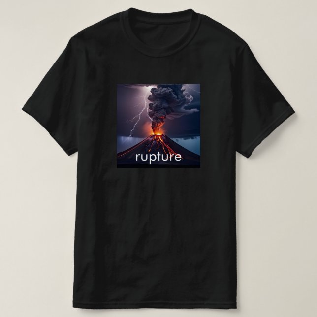 T-shirt Éruption du volcan + éclair - Noir personnalisé (Design devant)
