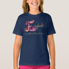 T-shirt Erykah filles nom signifiant E monogramme coeurs