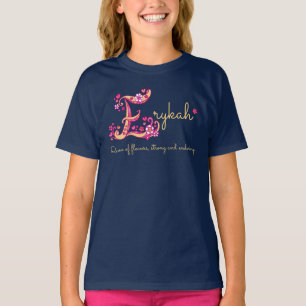 T-shirt Erykah filles nom signifiant E monogramme coeurs