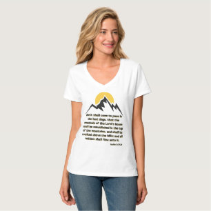 T-shirt Ésaïe 2:2 Bible Écriture Citation KJV Femmes V-Cou