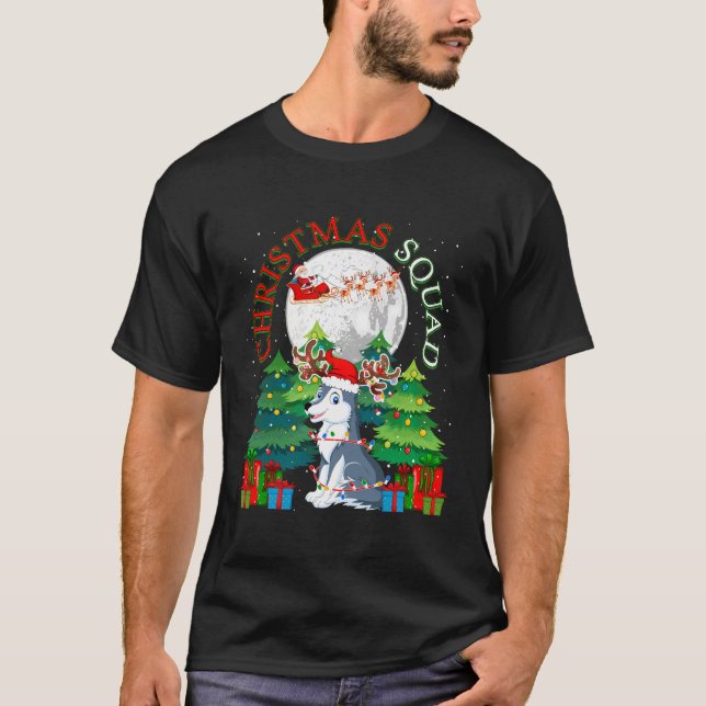 T-shirt Escadron de Noël Père Noël Reindeer Wolf Xmas Love (Devant)