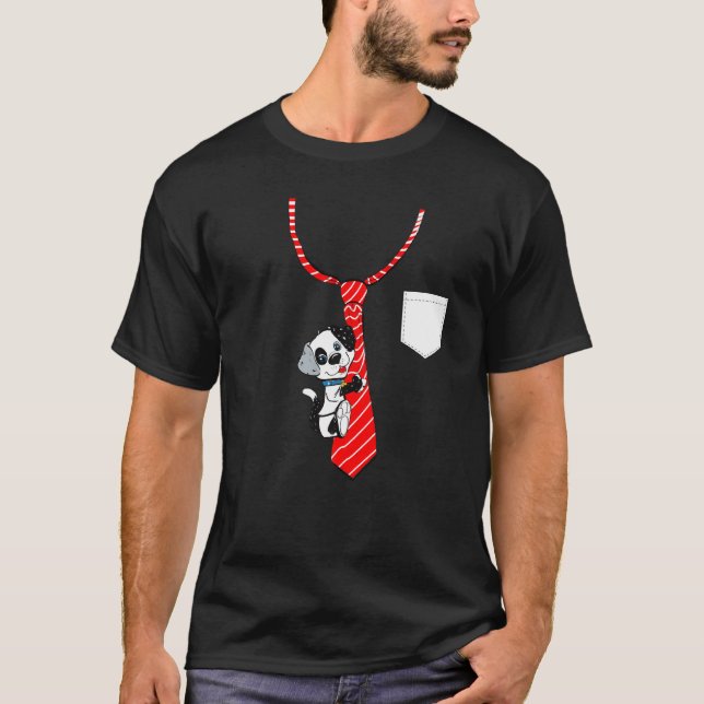 T-shirt Escalade de chien sur Cravate Graphisme Tee - shir (Devant)