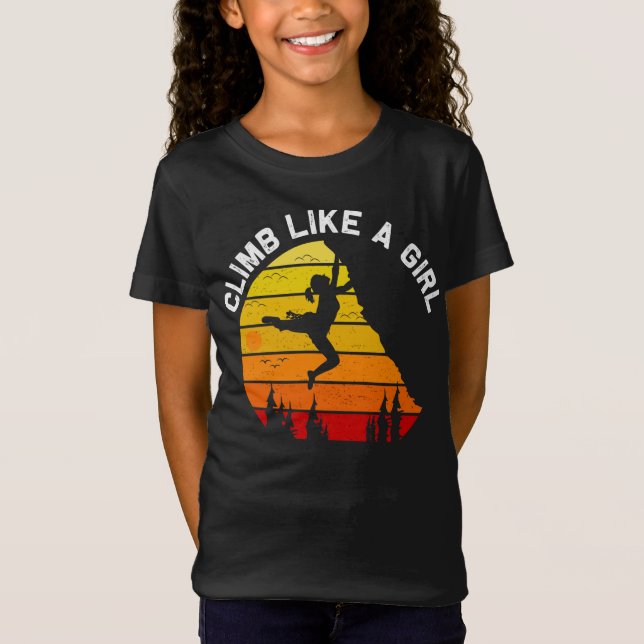 T-Shirt Escalade Escalade Rock Comme Une Fille Rétro (Devant)