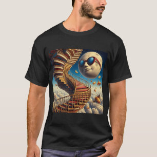 T-shirt Escalier de livres au clair de lune - Art de fanta