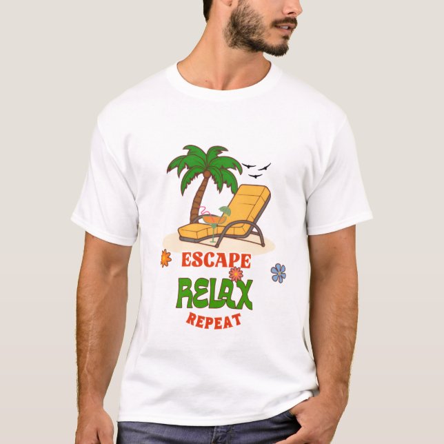 T-shirt Escape Relax Repeat – Tropical Beach Vacation (Devant)
