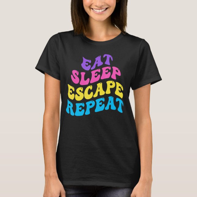 T-shirt Escape Room Eat Sleep Escape Repeat for Point And  (Devant)