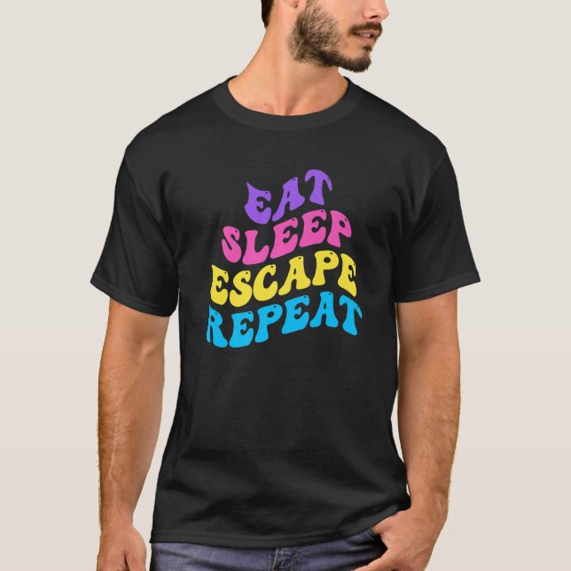 T-shirt Escape Room Eat Sleep Escape Repeat for Point And  (Devant)