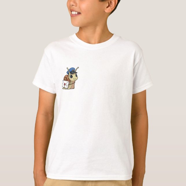 T-shirt Escargot Facteur Livrant une Lettre aux Enfants (Devant)