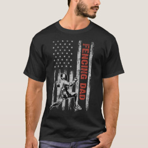 T-shirt Escrime Papa American Flag Fête des pères 4 juille