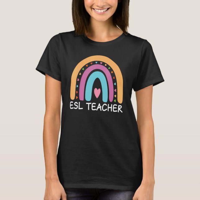 T-shirt ESL Teacher Boho Rainbow Back To School Appreciati (Devant)