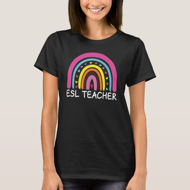T-shirt ESL Teacher Boho Rainbow Back To School Appreciati (Devant)