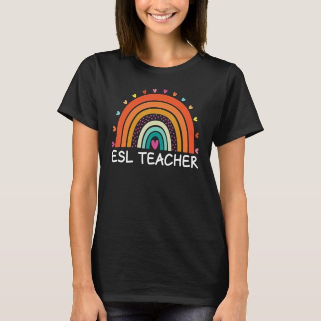 T-shirt ESL Teacher Boho Rainbow Back To School Appreciati (Devant)