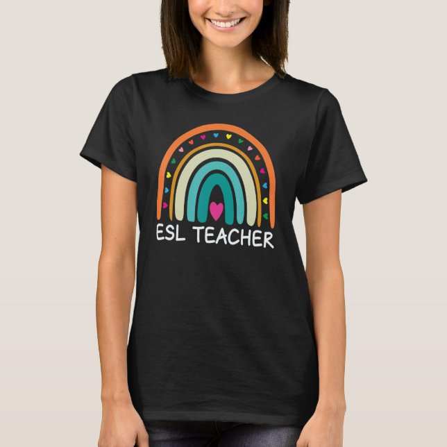 T-shirt ESL Teacher Boho Rainbow Back To School Appreciati (Devant)