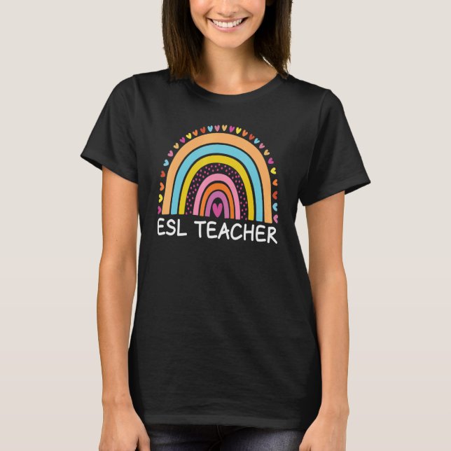 T-shirt ESL Teacher Boho Rainbow Back To School Appreciati (Devant)