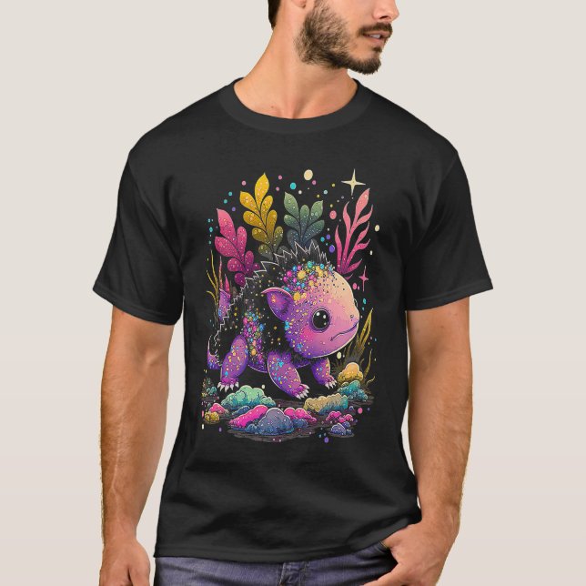 T-shirt Esoteric Axolotl Pet Crystals Cute Illustration (Devant)