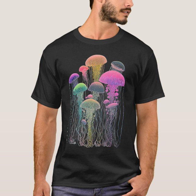 T-shirt Esoteric Jellyfish Crystals Cute Illustration (Devant)