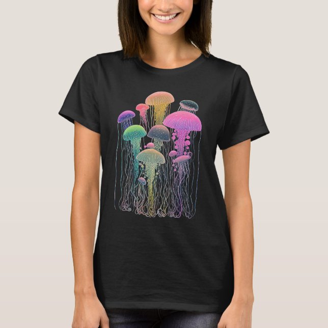 T-shirt Esoteric Jellyfish Crystals Cute Illustration  1 (Devant)