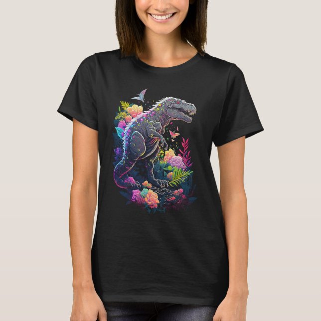 T-shirt Esoteric Rex Trex Crystals Cute Illustration  2 (Devant)