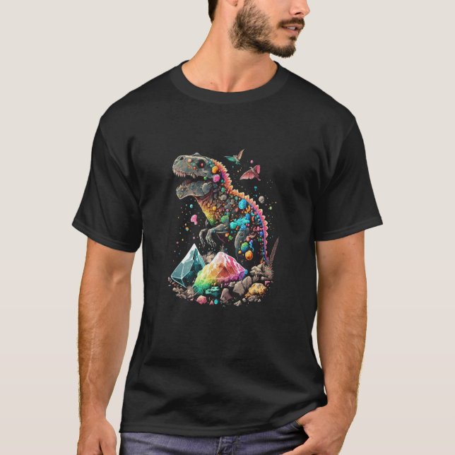 T-shirt Esoteric Rex Trex Crystals Cute Illustration  4 (Devant)
