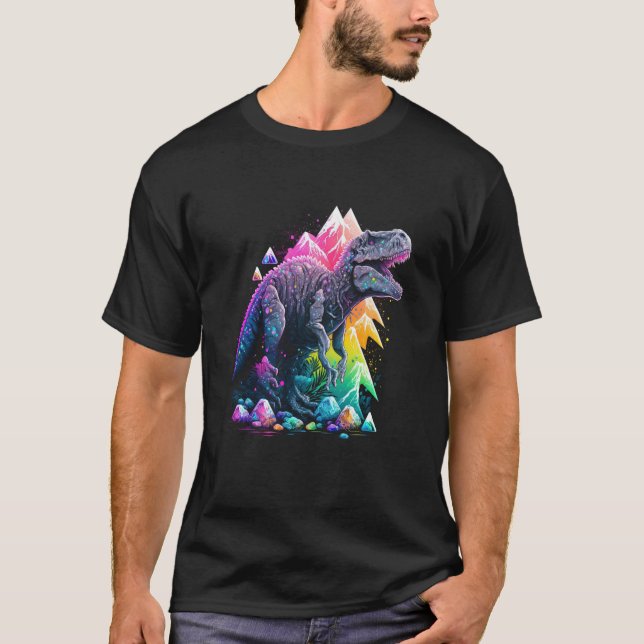 T-shirt Esoteric Rex Trex Crystals Cute Illustration  8 (Devant)