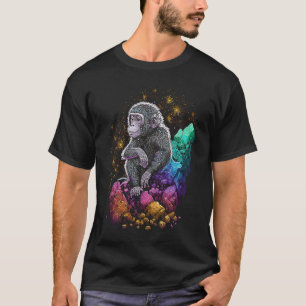 T-shirt Esotérique Singe Ape Crystals Mignonne Illustratio
