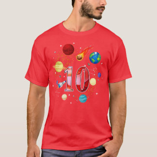 T-shirt Espace 10 Ans 10e Anniversaire Garçons Planets Ast