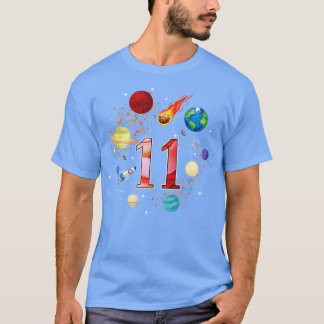 T-shirt Espace 11 Ans 11e Anniversaire Garçons Planets Ast