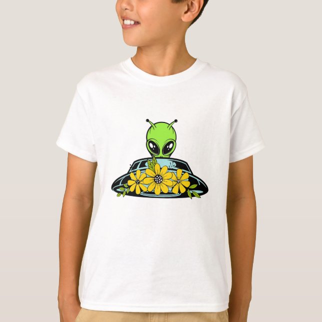 T-shirt Espace Alien Floral (Devant)