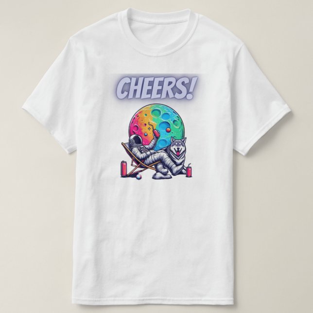 T-shirt espace avec loup (Design devant)