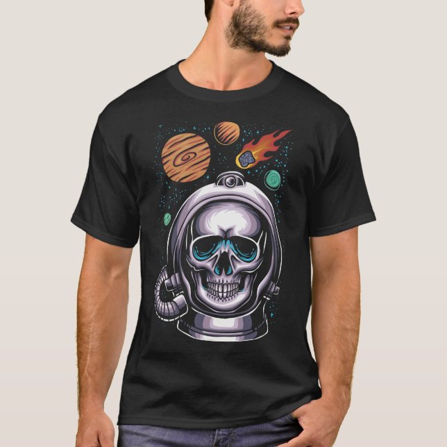 T-shirt Espace de casque de crâne de l'astronaute (Devant)