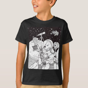 T-shirt Espace de coloration avec un chiot astronaute