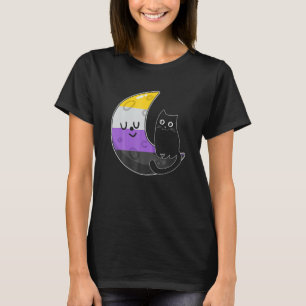 T-shirt Espace Lune Non binaire Chat Lgb Fierté Avec Nb No