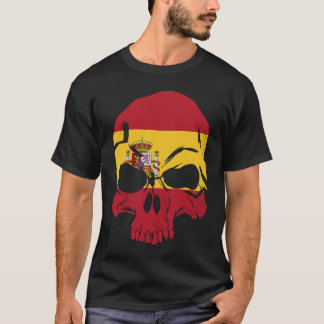 T-shirt Espagne Drapeau Crâne Barcelone Espana Catalogne E