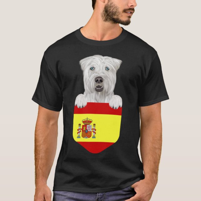 T-shirt Espagne Drapeau Doux Roue Chien Terrier En Pock (Devant)